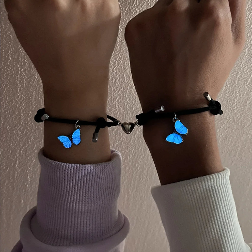 Magnetic Blue Butterfly Couple Bracelets