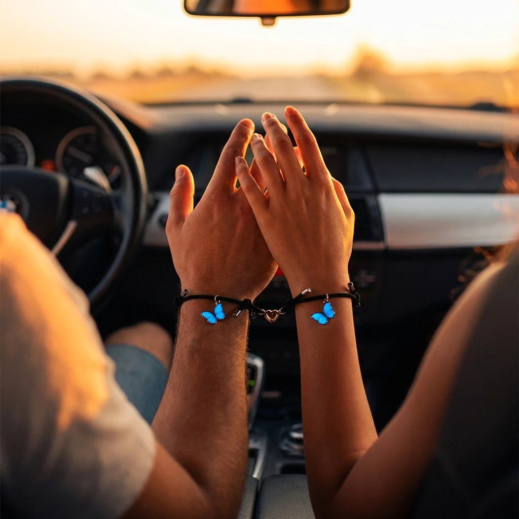 Magnetic Blue Butterfly Couple Bracelets