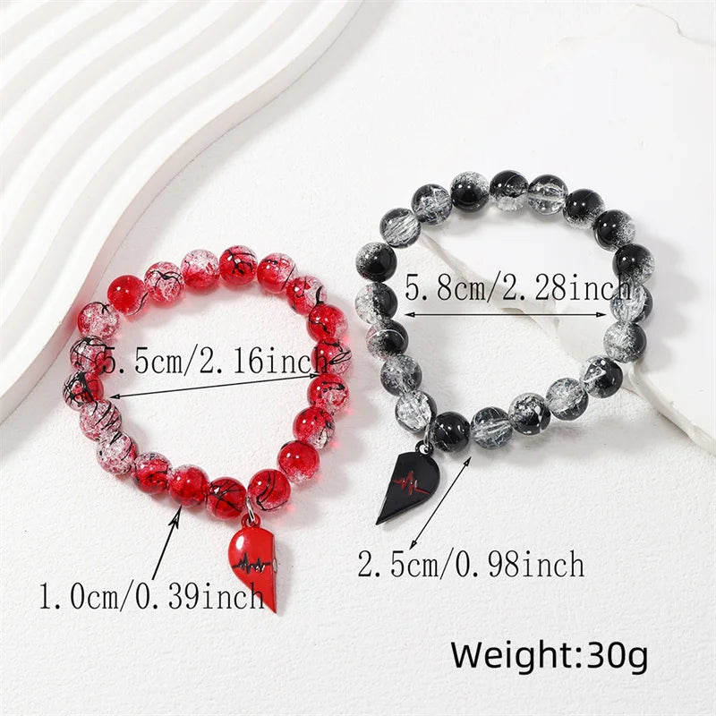 ECG Heart Magnetic Couple Bracelets