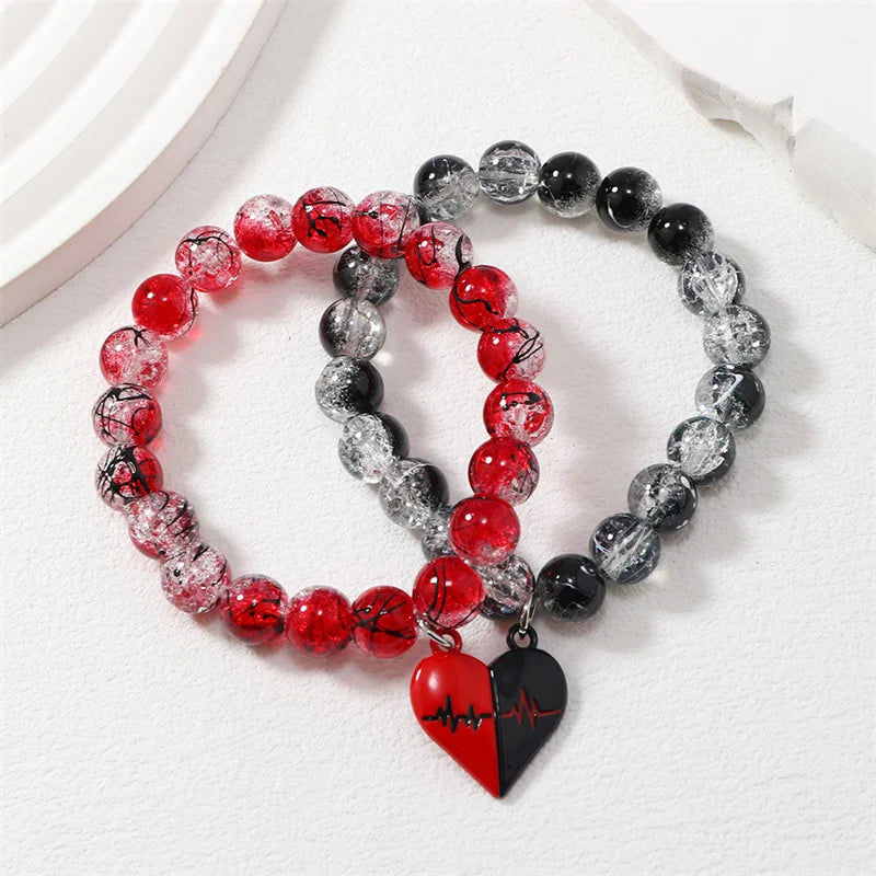 ECG Heart Magnetic Couple Bracelets