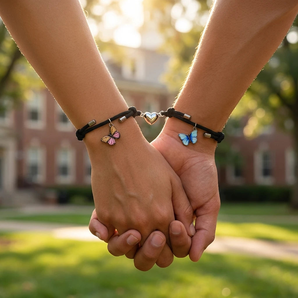 Magnetic Blue Butterfly Couple Bracelets