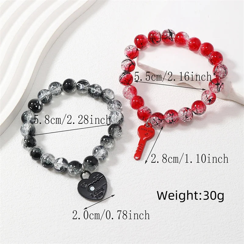 ECG Heart Magnetic Couple Bracelets