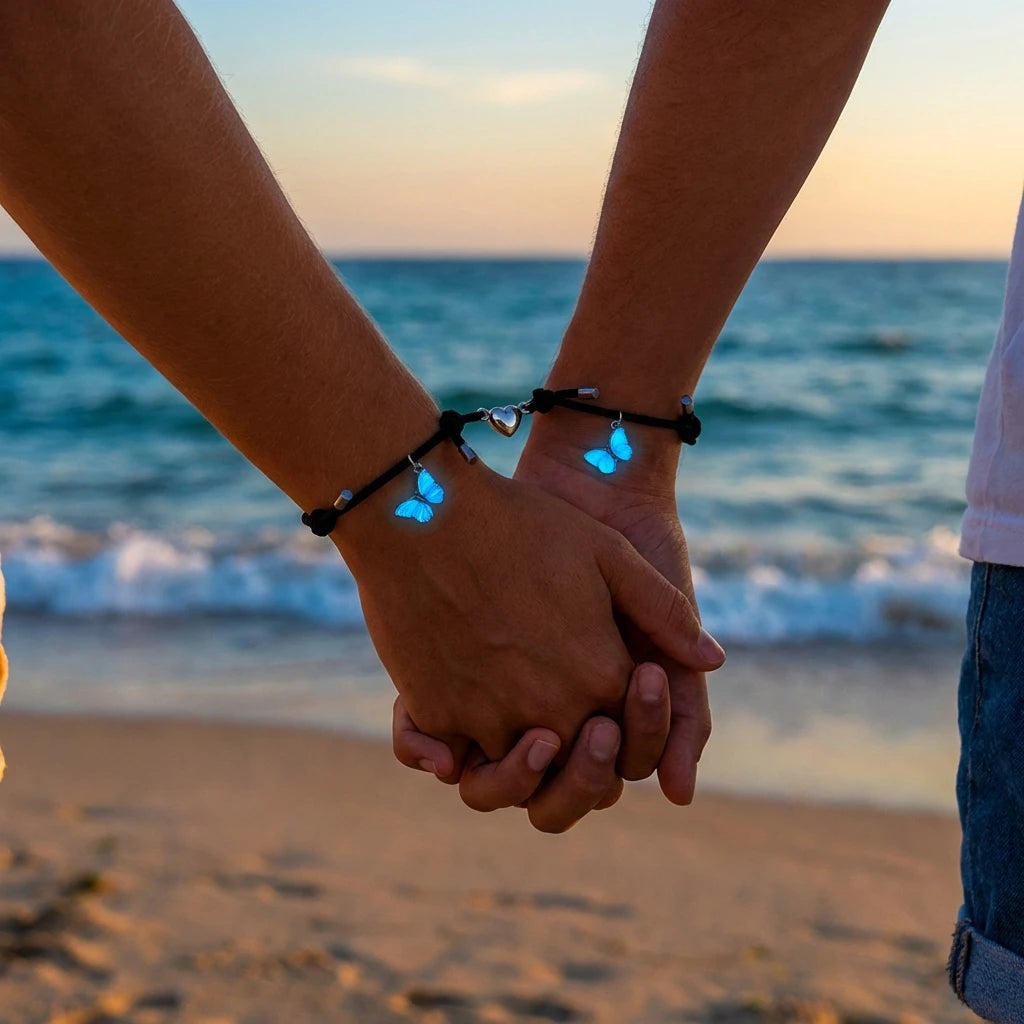 Magnetic Blue Butterfly Couple Bracelets